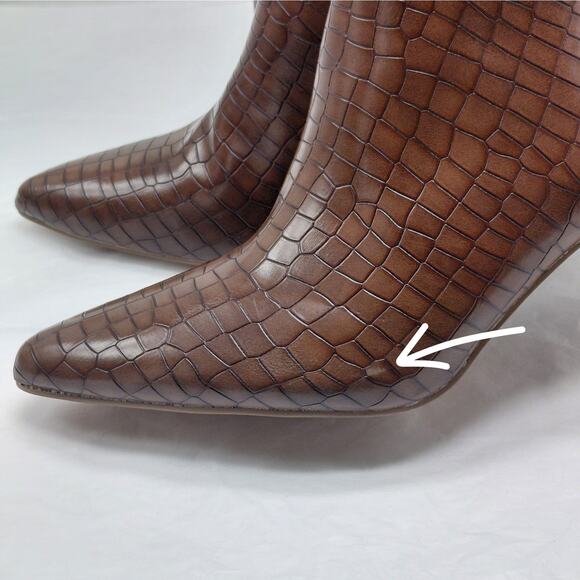 Alicepub Knee High Boots Women’s 9.5 Brown Croc Faux Leather Pointed Toe Zip - Picture 16 of 16